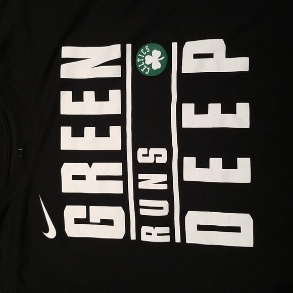 The Nike Tee NBA Green Runs Deep Celtics Dri-Fit Athletic Cut men's sz L shirt - Picture 2 of 6